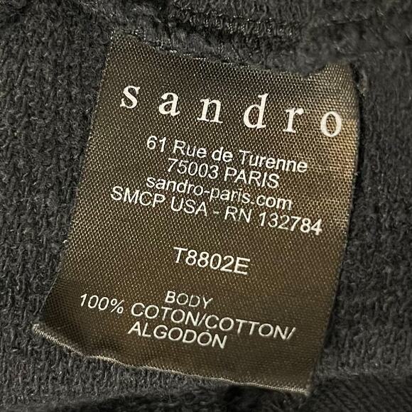 Sandro Paris Tokyo Grunge Crop Sweatshirt 2  Black Silver - Picture 9 of 9